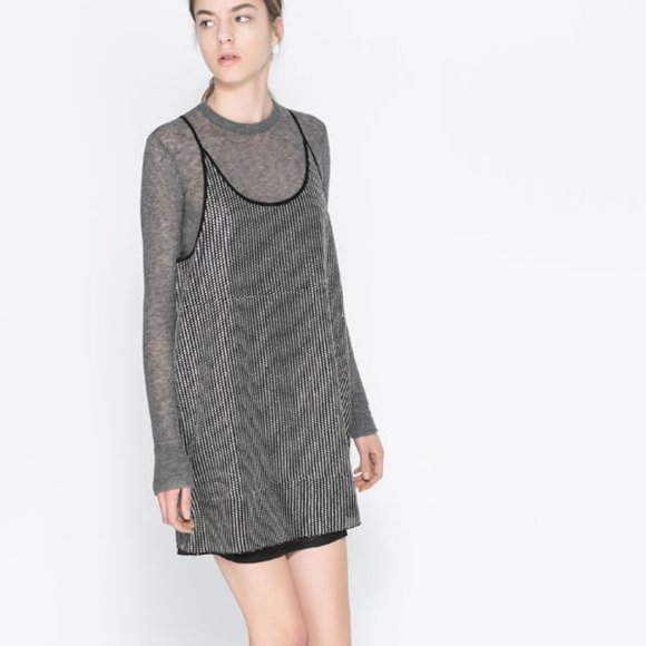 πHPπ ZARA SILVER GLITTER STRAPPY DRESS PARTY - Picture 13 of 13